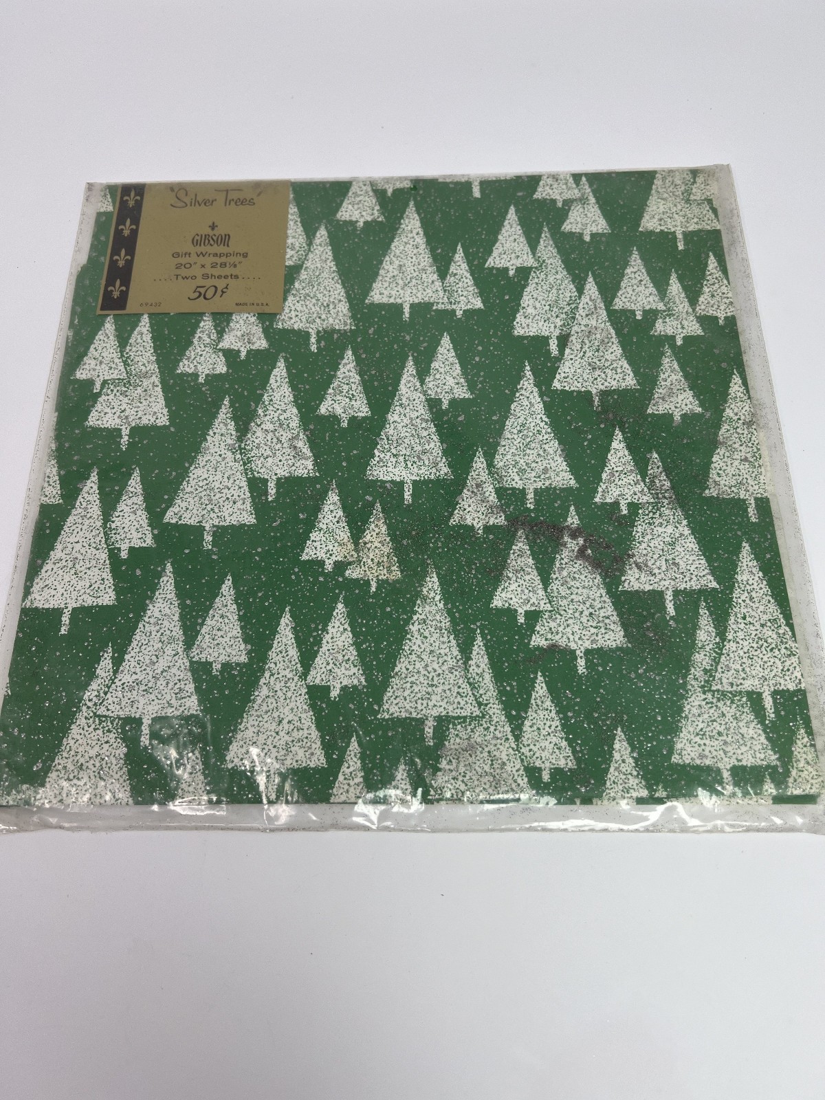 Vintage Dennison & Gibson Christmas Wrapping Paper 2 pkgs Skating Santa & Tree's