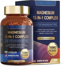 NEW Magnesium Complex 700mg 12-in-1 Supplement, 120 Capsules
