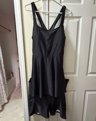 Black Solid Swimdress with shorts Swim Plus 4XL Wide Straps