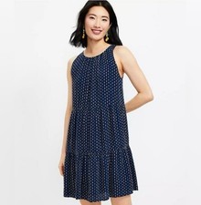 NWT Ann Taylor LOFT Clip Dot Tiered Tank Dress Navy XL Petite XLP Sundress