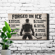 Ice hockey player back view Canvas Art motivational vintage sports artwork