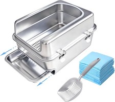 Pull-Out Sifting Cat Litter Box with Lid for Pine Pellets 17.5" L x 13.6" W x