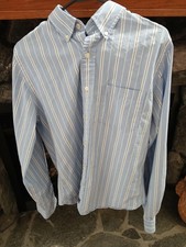 Cotton Button-Down Shirt, Abercrombie Fitch, Oxford Men M Blue/White Striped