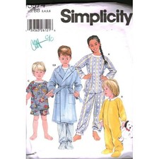 Simplicity 5874 Kids Sleepwear Robe Sewing Pattern Size 3 4 5 6 Pajamas Sleeper