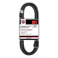 EP 6 Ft Heavy Duty Outdoor Extension Cord, 12/3 SJTW Black 3-Prong
