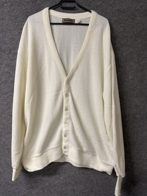 Vintage Jantzen 70er/80er beige elfenbein weiß Hipster Knopfleiste USA Strickjacke XXL