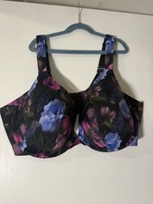 Cacique Bra Boost Plunge Underwire Support Lane B. Floral 44DDD See Desc