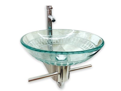 Elegant Bathrom vanity small tempered glass vessel sink with unique pattern