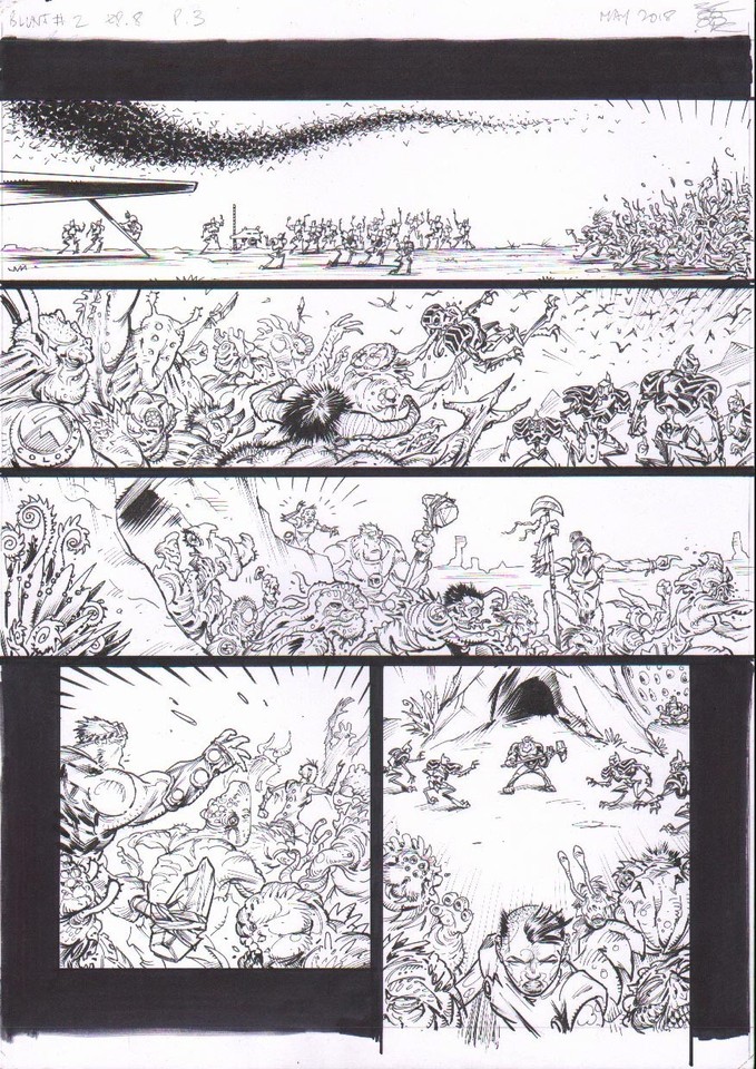 Boo Cook Blunt 2e8p3 Original comic art 2000AD Comic Art