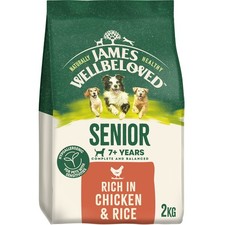 2kg James Wellbeloved Natural Senior Complete Dry Dog Food Chicken & Rice 6.29 per kilo