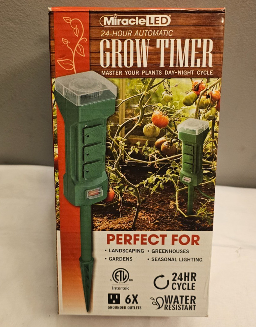 Miracle LED 24 Hour Automatic Grow Timer Water Resistant 6 Outlets 120V 60 Hz