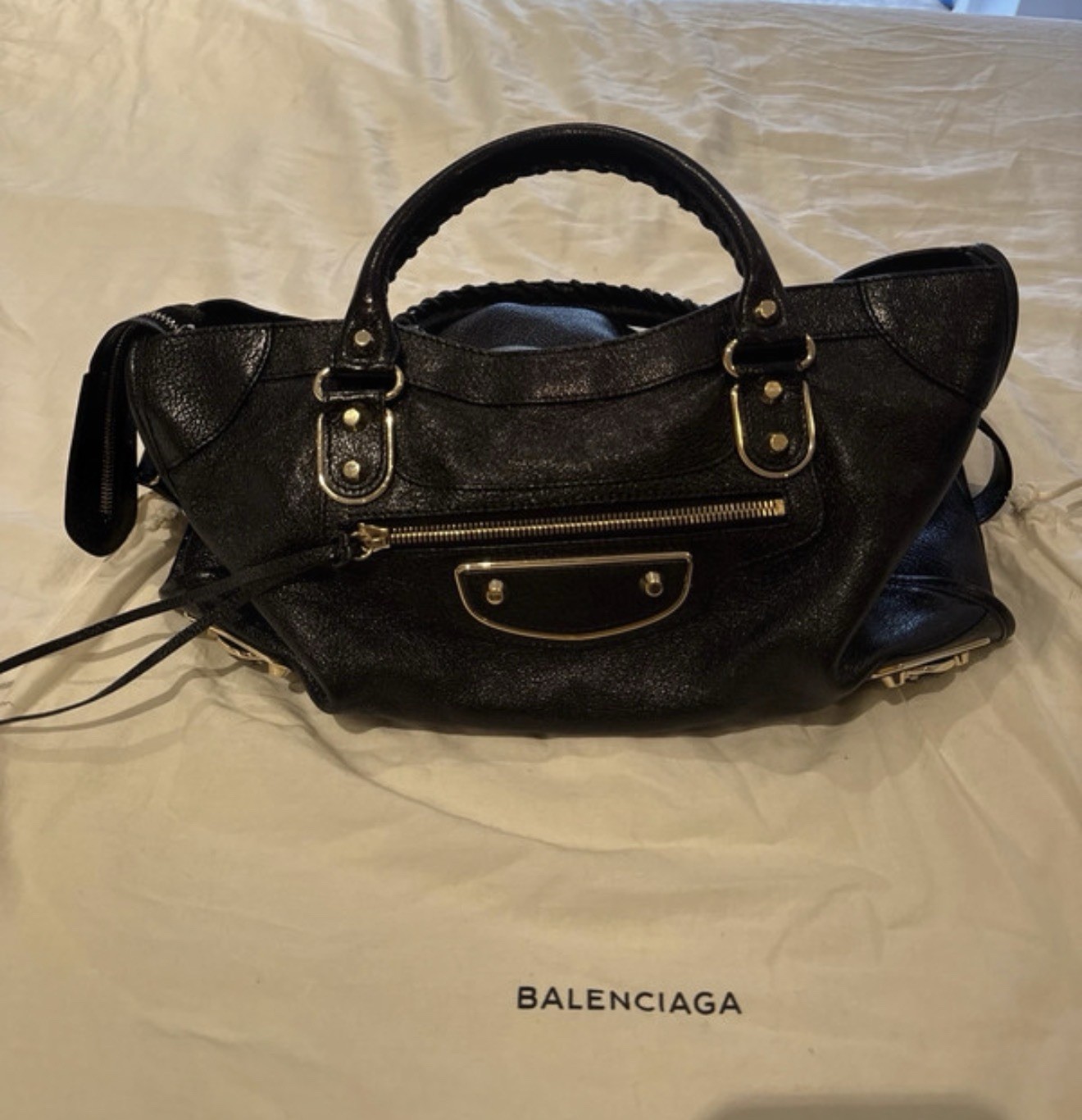 Balenciaga Black City Bag Light Gold Hardware