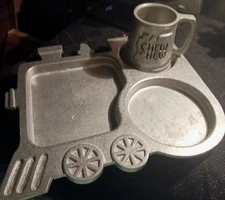 Childs plate and cup set 1975, made of Pewter by York Metal Crafters.