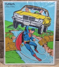 Vtg 1976 Playskool 15-piece Superman  s Rescue Wooden Puzzle Made in USA