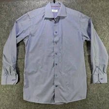 Eton Shirt Mens 15.5 39 Blue White Stripe Contemporary Dress Long Sleeve