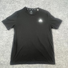 Adidas Aeroready Performance T Shirt Mens Medium Black Logo Moisture Wicking Gym