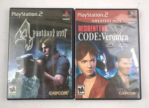 Resident Evil 4 & Code Veronica X PS2 2 Game Bundle Lot CIB EXCELLENT CONDITION!