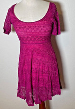 Bella D Womens Dress Small Floral Lace Lined Purple Stretch Scoop