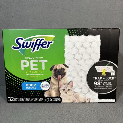 Swiffer Sweeper Pet Heavy Duty Dry Cloth Refill 32Ct Pads Febreze Aroma Cleaning