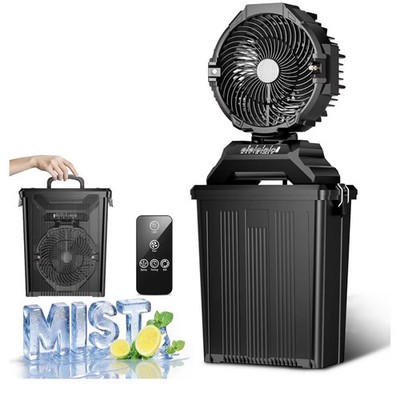 Hasealam Portable 40000mAh Misting Fan with 15L Tank, Remote, 4 Spray & 3 Light