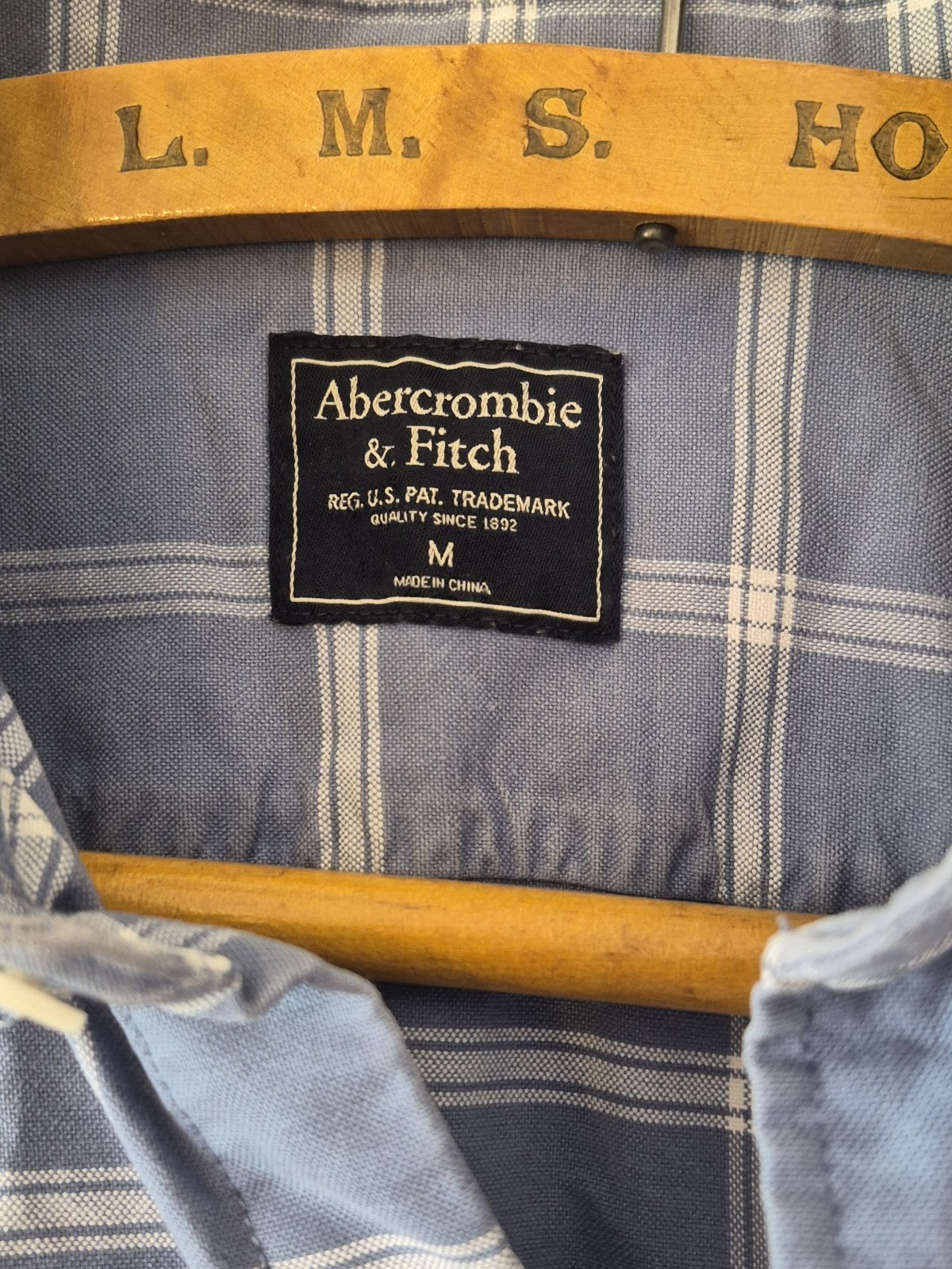 Abercrombie & Fitch Shirt Mens Medium Blue Check Button Up Casual image 2