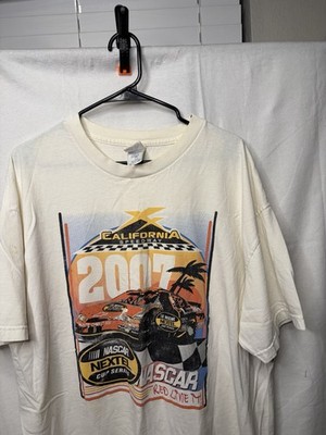 2007 Vintage NASCAR Racing White Double Sided T Shirt Men s Size XL