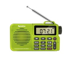 Portable AM/FM Radio, Digital Radio Recorder, Bluetooth 5.0, Alarm and green