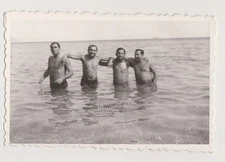 Handsome Old Daddies on the Beach Shirtless Trunks Old Photo Snapshot Gay Int