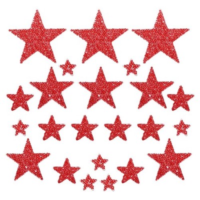 45 Pieces Iron on Patches Star Rhinestone Appliques Glitter Embroidered Patch...