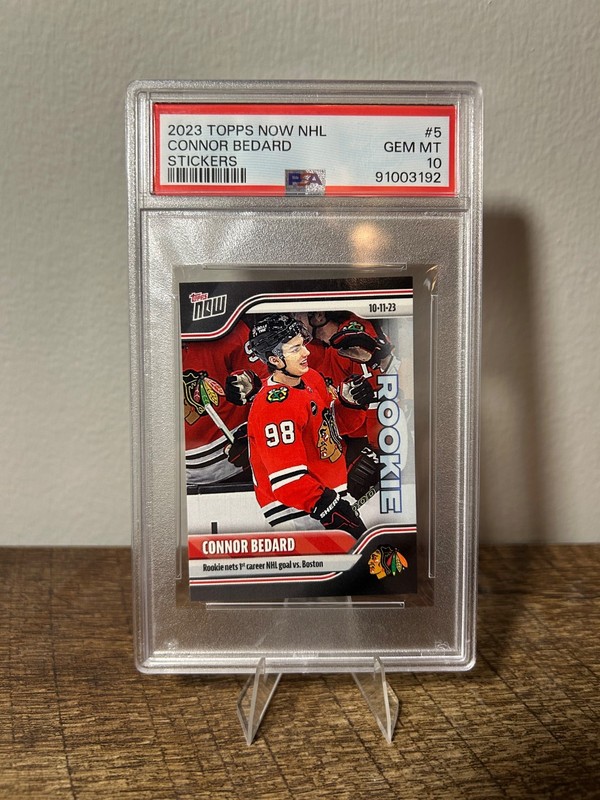 2023 Topps Now NHL Connor Bedard #5 Rookie RC Sticker 1st Goal PSA 10