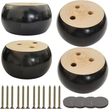 2 Inch Wood Sofa Furniture Legs Round Black Bun Feet 2 Inch Tall Legs for Sof...