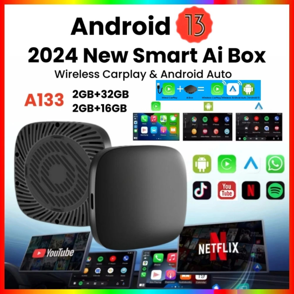 Carplay AI Box Android 13 Wireless Android Auto Smart TV Box For