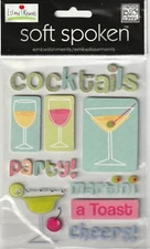 MAMBI Soft Spoken 3D glittered stickers COCKTAILS Theme 95242 Fast FREE Ship!