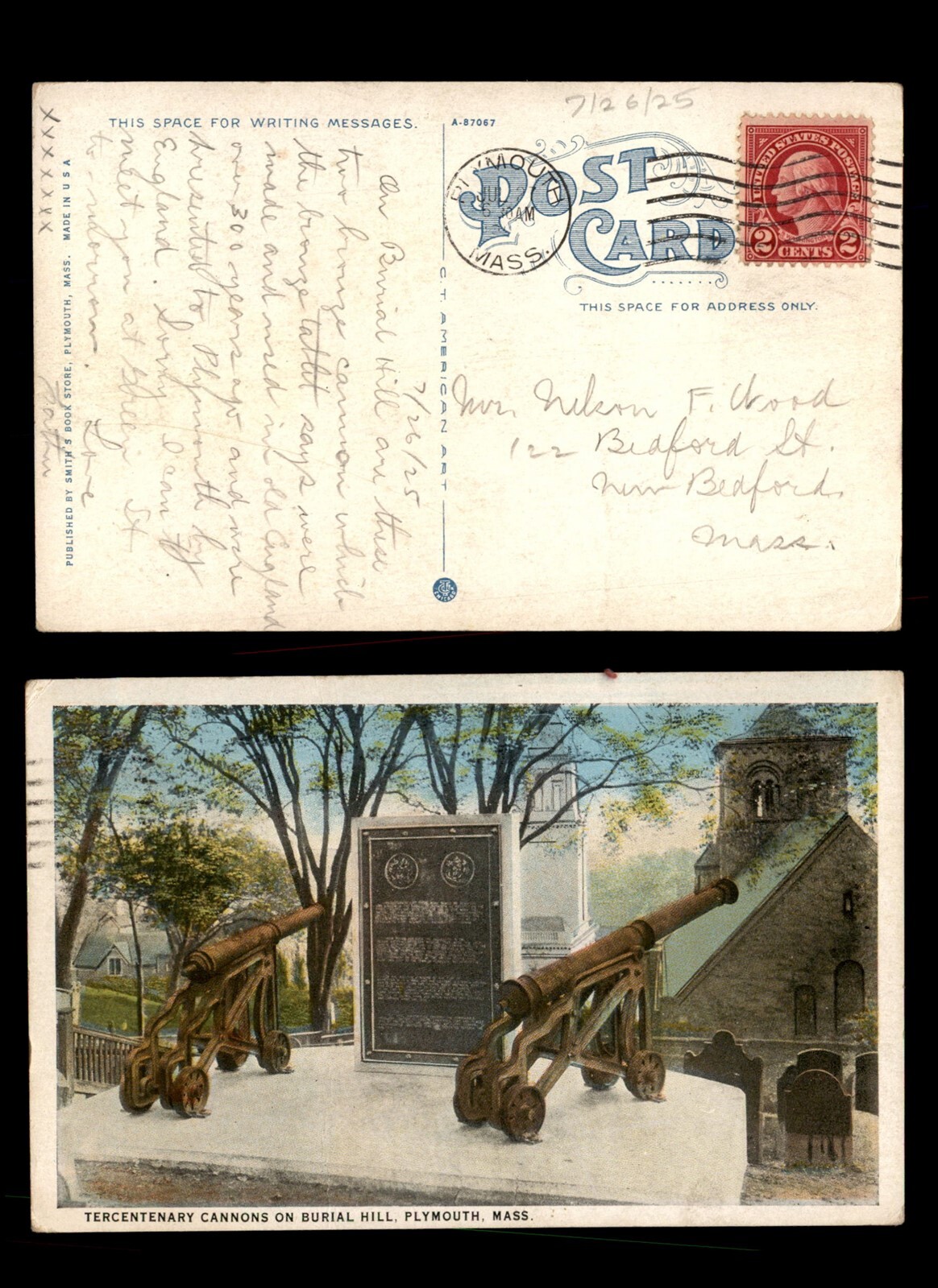 Mayfairstamps US 1925 Massachusetts Plymouth to New Bedford Cannons
