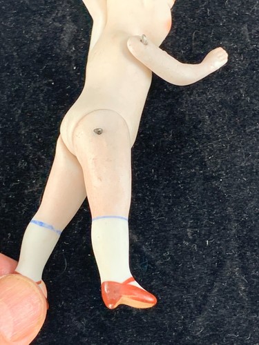 Antique 3½" Jointed All Bisque with Glass Eyes Doll - Dressed - Picture 8 of 10