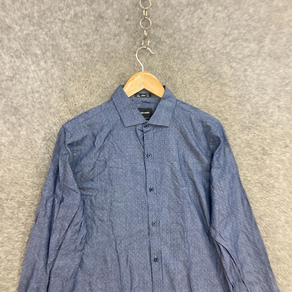 Pierre Cardin Mens Shirt Size M Medium Slim Blue Button Up Long Sleeve 41319 - Image 3 of 4
