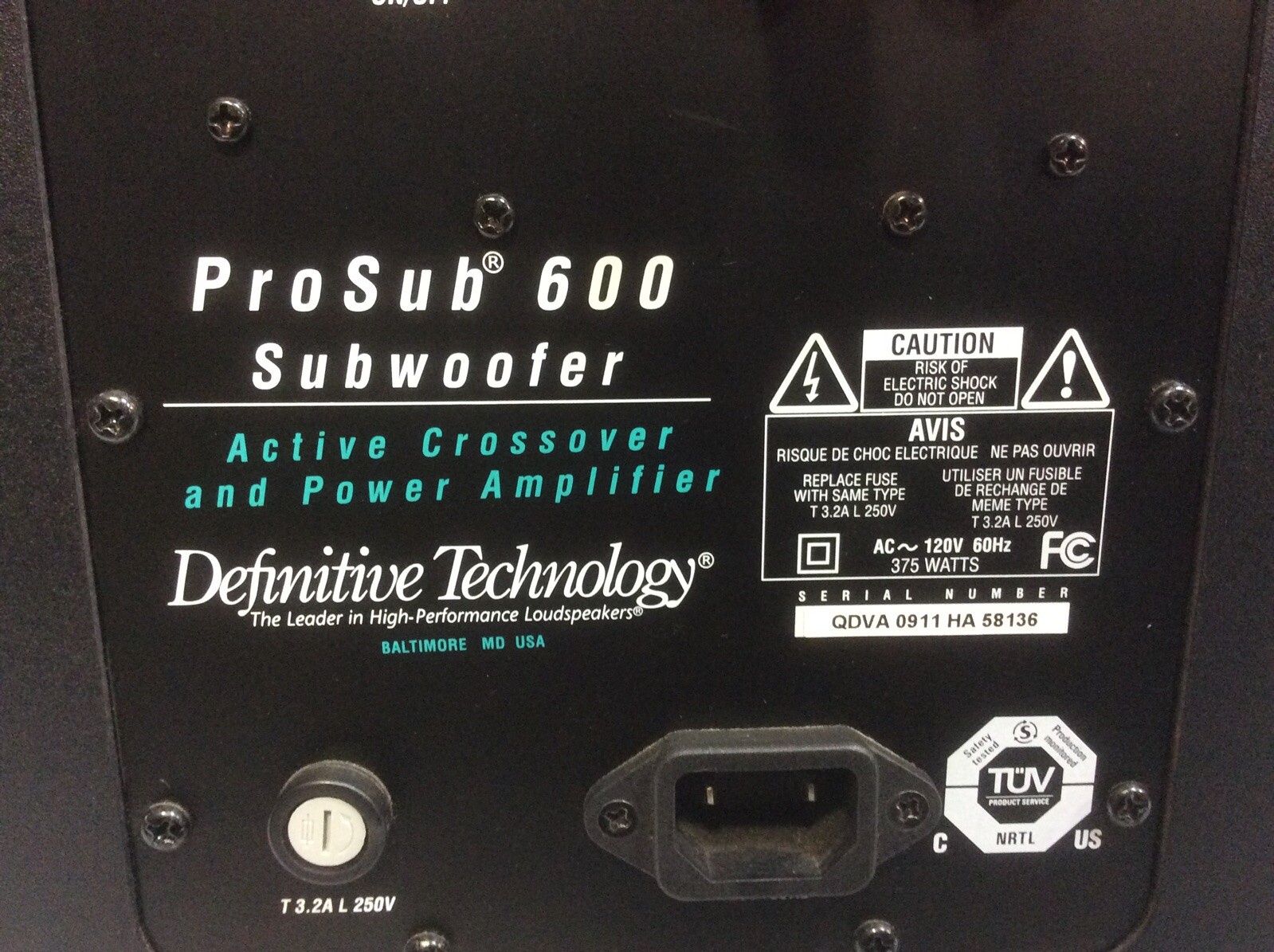 definitive technology subwoofer fuse
