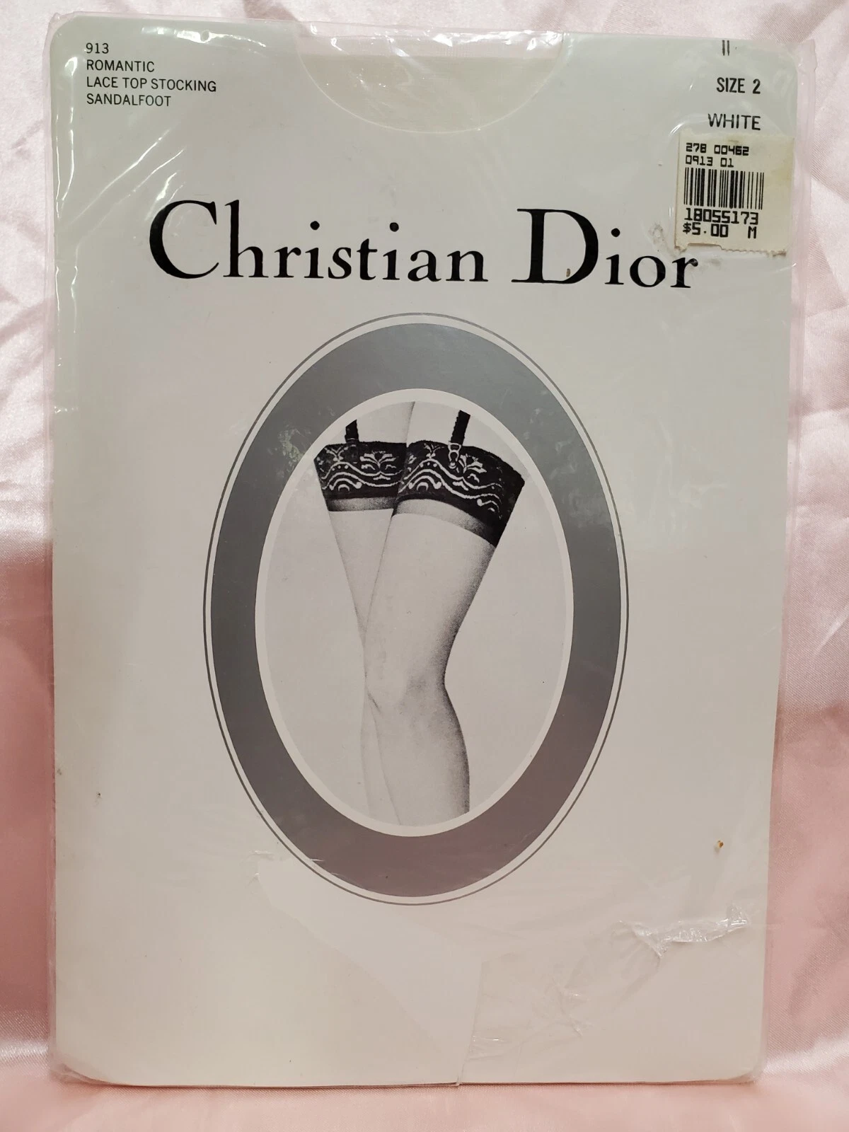 Bas jarretière haut dentelle romantique Christian Dior blanc cuisse Hi taille 2 Sissy