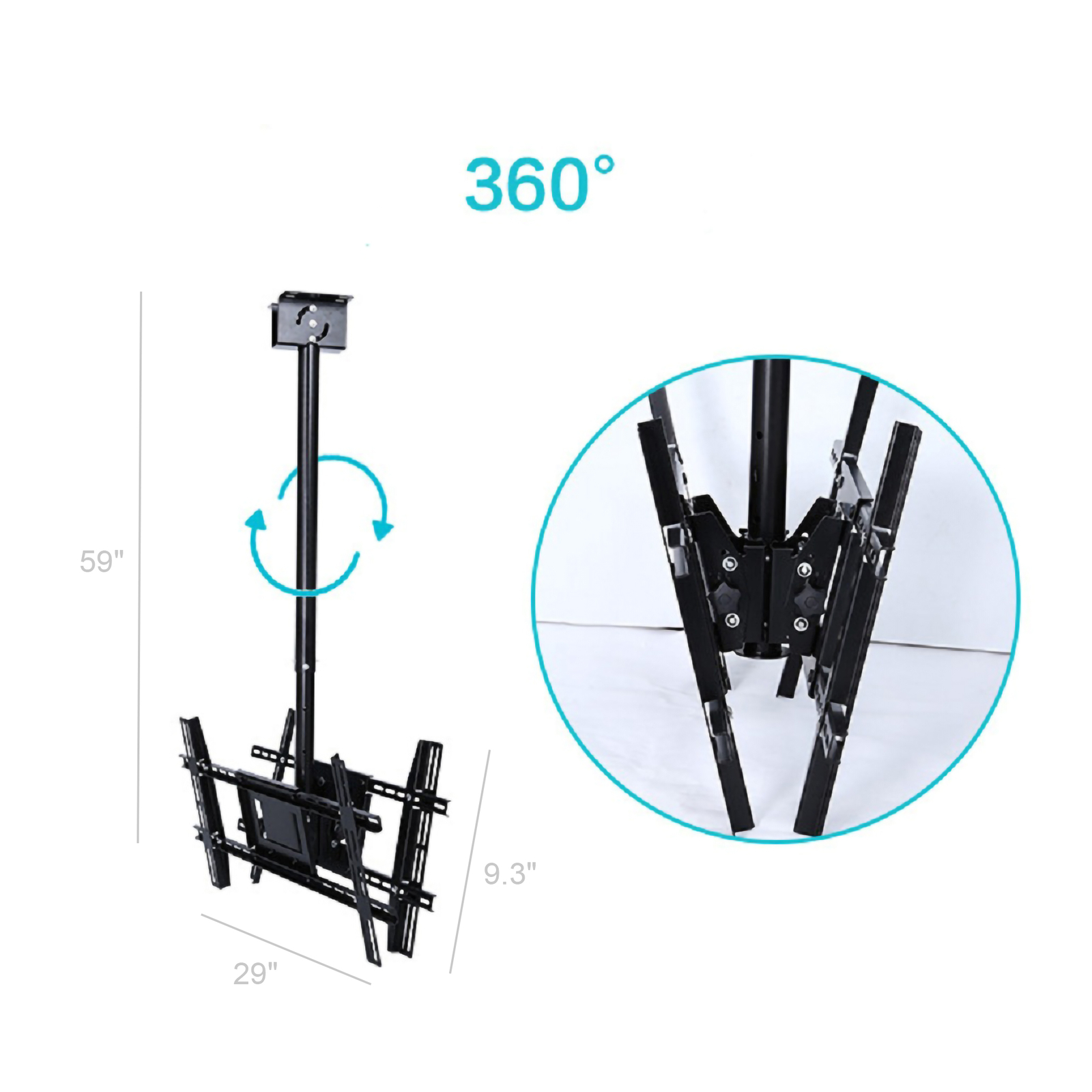 Ceiling TV Mount 2 Screens 42" to 75" Double Sided Height Adjustable Tilt & Pan