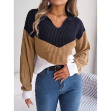 Color Block Dropped Shoulder Sweater
