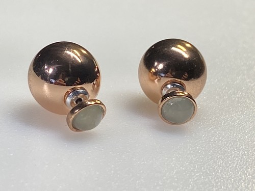 Avon Earrings Rose Gold Tone Metal Balls - Picture 9 of 9