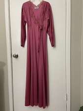 Vintage Lily Of France Pink Nylon Maxi Nightgown Size S Made In USA