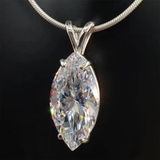 RAR 10.00 Ct Off White Treated Diamond Solitaire Pendant in 925 Silver Certified