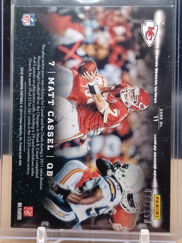 2012 Panini Gridiron Matt Cassell /250 Monday Night Heroes Chiefs - Picture 2 of 2