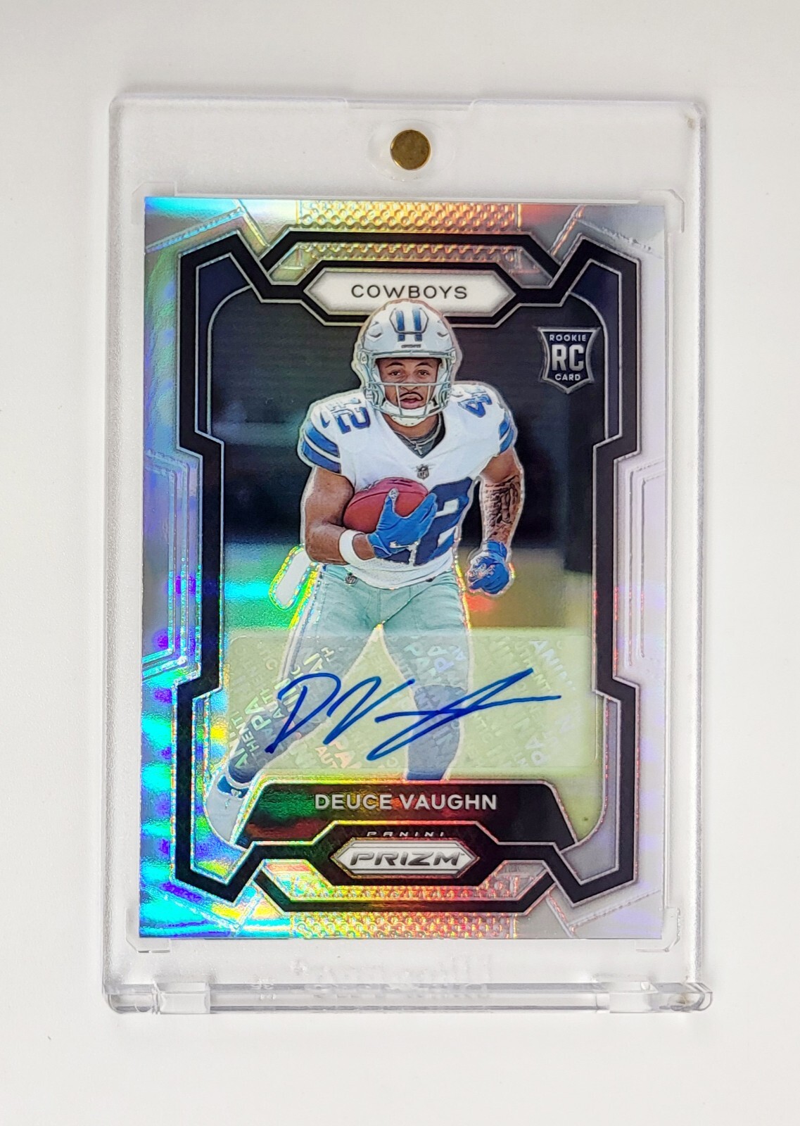 2023 Panini Prizm Silver RC Auto Deuce Vaughn Rookie Dallas Cowboys #324
