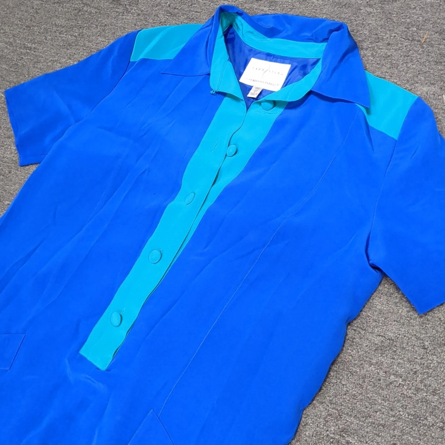 VTG Adrianna Papell Safe Silk Royal Blue 80s Shirt Dress Size 6 Short Sleeve
Opens in a new window o