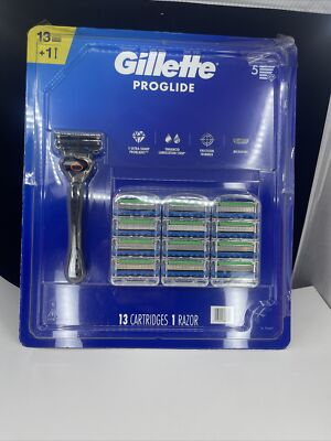 GILLETTE PROGLIDE - 13 Replacement Cartridges + 1 Razor Handle -  Brand New
