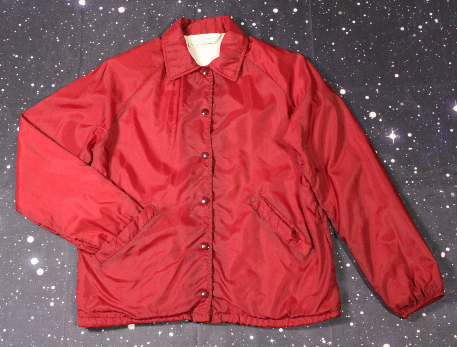 Vintage Women's Basic Red Snap Button Windbreaker… - image 1