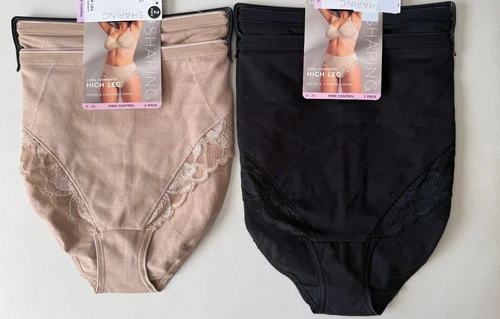 BNWT Marks & Spencer 2pk firm control Shaping high leg briefs - black or beige