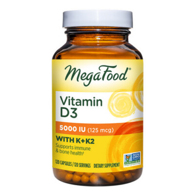 Vitamin D3 with K & K2 5000 IU 120 Caps By MegaFood
